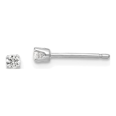 14K White Gold 2.25mm Round CZ Stud Earrings
