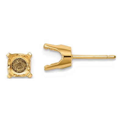 14K Yellow Gold Round Stud Earring Mounting