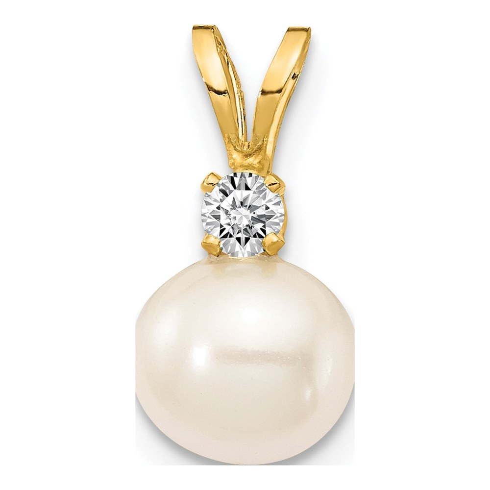 14K Yellow Gold Pearl & Diamond Pendant