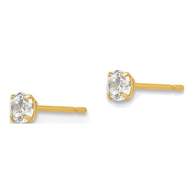 14K Yellow Gold 3mm CZ Round Stud Earrings – view 3