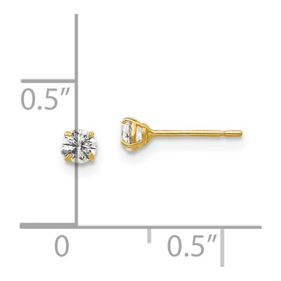14K Yellow Gold 3mm CZ Round Stud Earrings – view 5