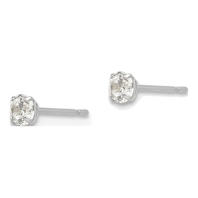 14K White Gold 3mm Round CZ Stud Earrings – view 2