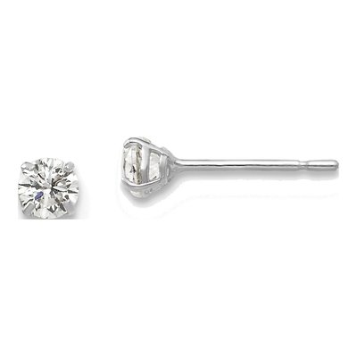 14K White Gold 3mm Round CZ Stud Earrings