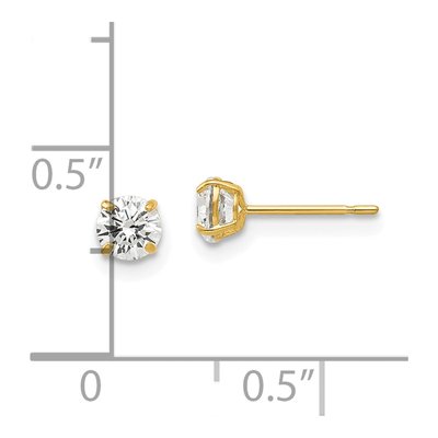 14K Yellow Gold 4mm CZ Round Stud Earrings – view 5