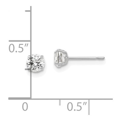14K White Gold 4mm Round CZ Stud Earrings – view 4
