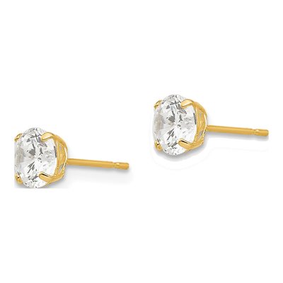 14K Yellow Gold 5mm CZ Round Stud Earrings – view 3