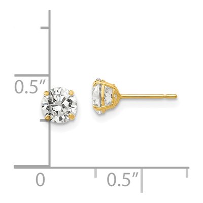 14K Yellow Gold 5mm CZ Round Stud Earrings – view 5