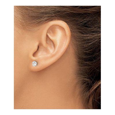 14K White Gold 5mm CZ Round Stud Earrings – view 3