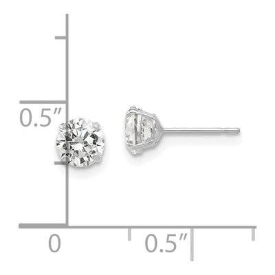 14K White Gold 5mm CZ Round Stud Earrings – view 4