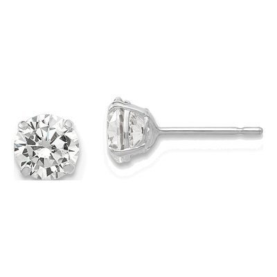 14K White Gold 5mm CZ Round Stud Earrings