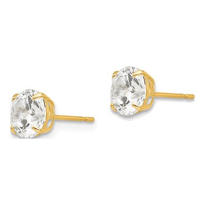 14K Yellow Gold 6mm CZ Round Stud Earrings – view 3