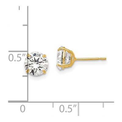 14K Yellow Gold 6mm CZ Round Stud Earrings – view 5