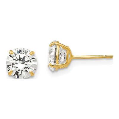 14K Yellow Gold 6mm CZ Round Stud Earrings