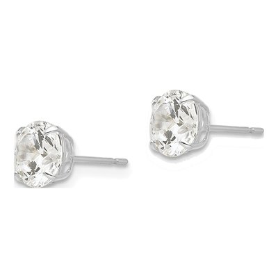 14K White Gold 6mm CZ Round Stud Earrings – view 2