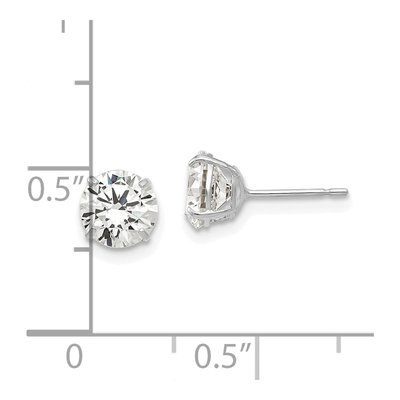 14K White Gold 6mm CZ Round Stud Earrings – view 4