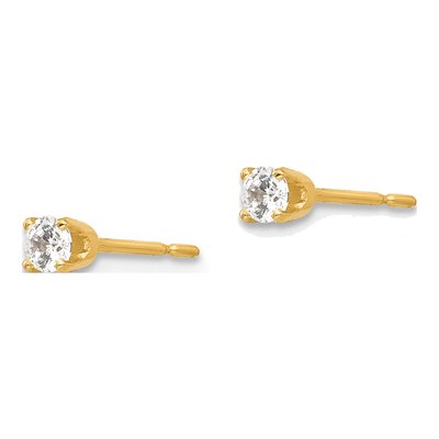 14K Yellow Gold 2.75mm CZ Round Stud Earrings – view 3