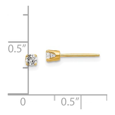 14K Yellow Gold 2.75mm CZ Round Stud Earrings – view 5