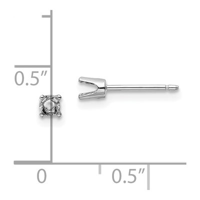 14K White Gold 2.75mm Round Stud Earring Mounting – view 3