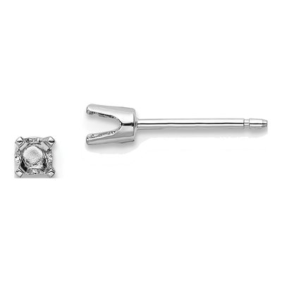 14K White Gold Round Stud Earring Mounting
