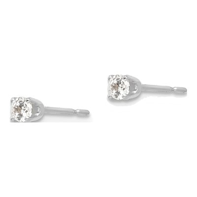 14K White Gold 2.75mm Round CZ Stud Earrings – view 2