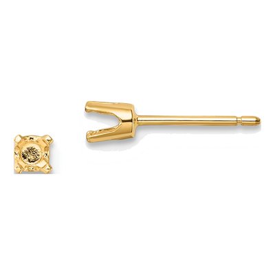 14K Yellow Gold Round Stud Earring Mounting
