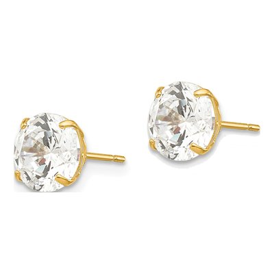 14K Yellow Gold 7mm CZ Round Stud Earrings – view 3