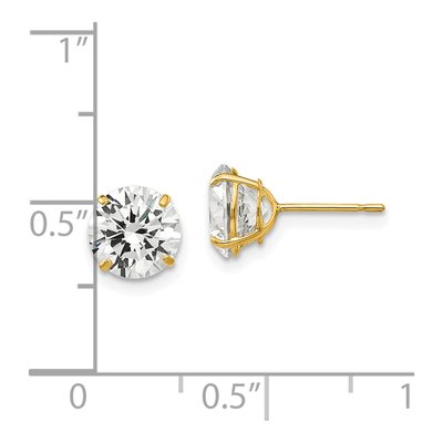 14K Yellow Gold 7mm CZ Round Stud Earrings – view 5
