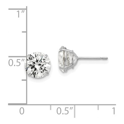 14K White Gold 7mm CZ Round Stud Earrings – view 4