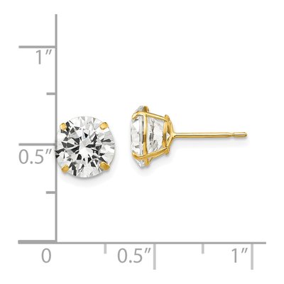 14K Yellow Gold 8mm CZ Round Stud Earrings – view 5