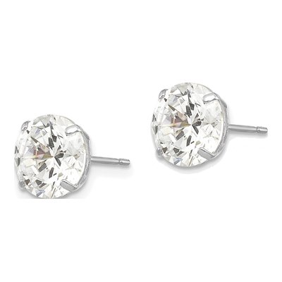 14K White Gold 8mm CZ Round Stud Earrings – view 2