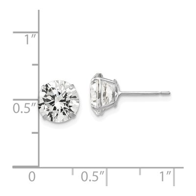 14K White Gold 8mm CZ Round Stud Earrings – view 4