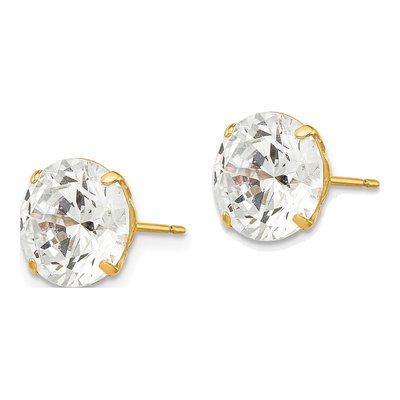 14K Yellow Gold 9mm CZ Round Stud Earrings – view 3