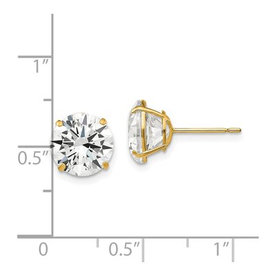 14K Yellow Gold 9mm CZ Round Stud Earrings – view 5