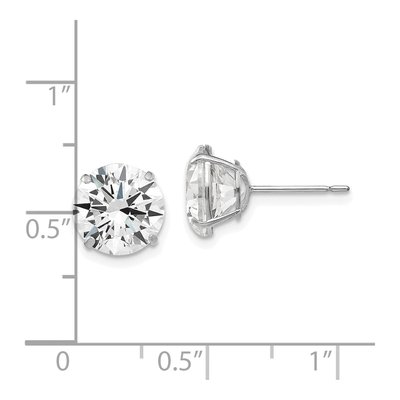 14K White Gold 9mm CZ Round Stud Earrings – view 4