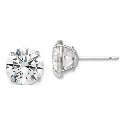 14K White Gold 9mm CZ Round Stud Earrings