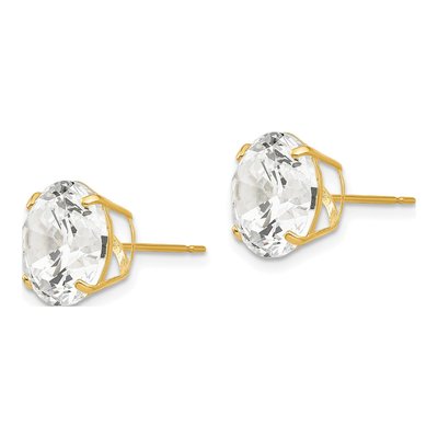14K Yellow Gold 10mm CZ Round Stud Earrings – view 2
