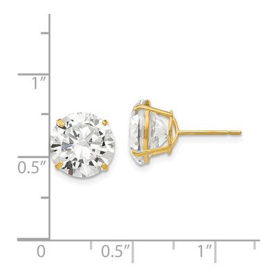 14K Yellow Gold 10mm CZ Round Stud Earrings – view 4