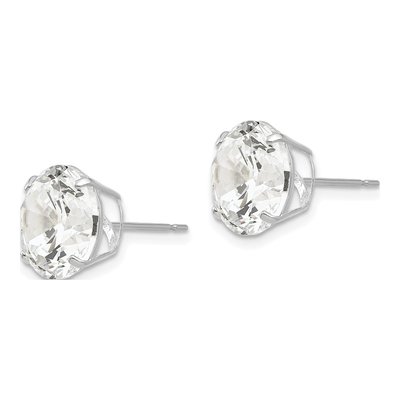 14K White Gold 10mm CZ Round Stud Earrings – view 2