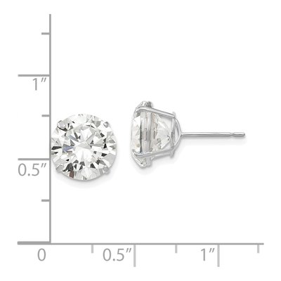 14K White Gold 10mm CZ Round Stud Earrings – view 4