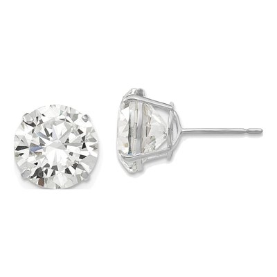 14K White Gold 10mm CZ Round Stud Earrings