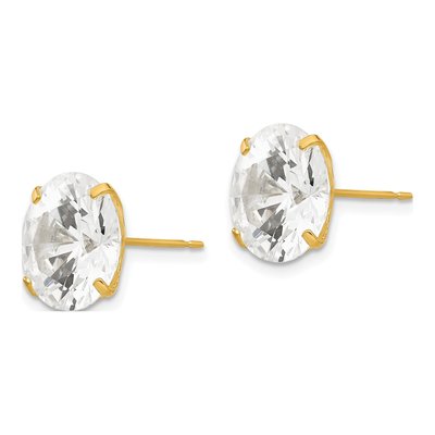 14K Yellow Gold 11mm CZ Round Stud Earrings – view 3