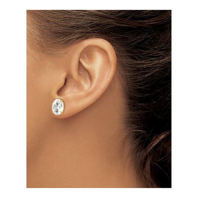 14K Yellow Gold 11mm CZ Round Stud Earrings – view 4