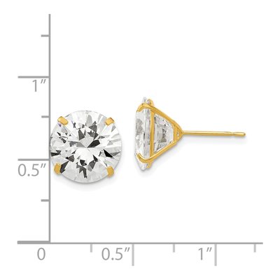 14K Yellow Gold 11mm CZ Round Stud Earrings – view 5