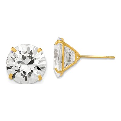 14K Yellow Gold 11mm CZ Round Stud Earrings