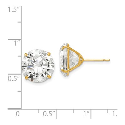 14K Yellow Gold 12mm CZ Round Stud Earrings – view 5