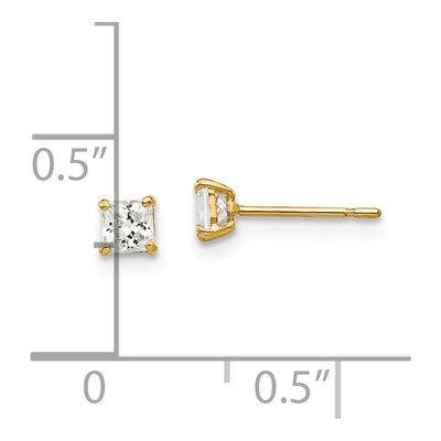 14K Yellow Gold 3mm CZ Square Stud Earrings – view 5