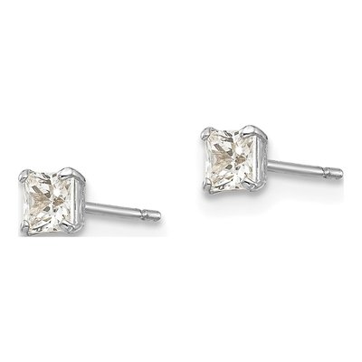 14K White Gold 3mm CZ Square Stud Earrings – view 2