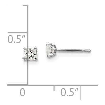 14K White Gold 3mm CZ Square Stud Earrings – view 4