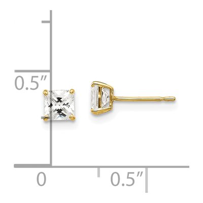 14K Yellow Gold 4mm CZ Square Stud Earrings – view 5