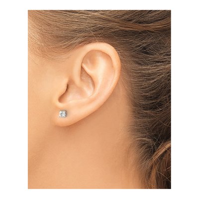 14K White Gold 4mm CZ Square Stud Earrings – view 3